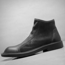 2025 Winter Schuhe Männer Chelsea Stiefel Aus Echtem Leder Mode Marke Schuhe Warme Plüsch Herren Stiefeletten Flachen, Nicht-slip schwarz D210