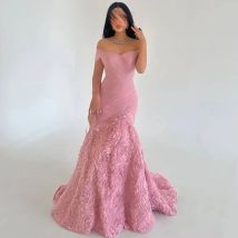Maßgeschneiderte, hochwertige, exquisite, klassische Jersey-Falte, handgefertigte Blumenball, schulterfreie lange Kleider, passende Ballkleider