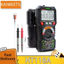 KAIWEETS HT118A Multimetro digitale Ture RMS Auto Range Multimetro 1000V 10A AC DC Ohm Hz NCV misuratore di temperatura di tensione dal vivo