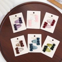 2 teile/satz koreanische Samt Mini Schleifen Haars pangen Neugeborene Mädchen Vintage Haarnadeln Bobby Legierung Snap Haars pangen niedlichen Kind Haarschmuck