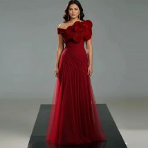Formal Tulle A-Line Evening Dress Exquisite Boat Neck Customized Prom Dresses High Quality 3D Flowers Special Occasion Gowns