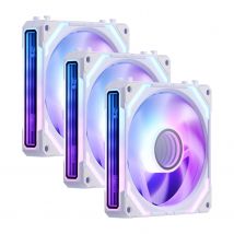 Redragon GCF012 Ventilador de caja de PC PWM estándar de 120 mm y 4 pines para refrigeración de radiador/caja de computadora, 120 x 120 x 25 mm, paquete de 3, blanco