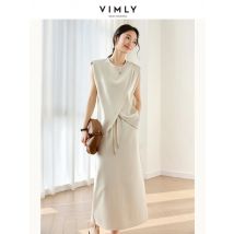 VIMLY Frauen Sommer Rock Anzug 2025, Büro Dame Unregelmäßige Ärmellose Tops T-Shirt Gerade Rock Casual Einfache Outfits M9656