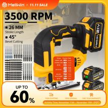 MELLWIN 3500RPM Cordless Electric JigSaw 31 Blade Wireless Curve Saw Multi-function Woodworking Tool For Makita 18V Battery Pin