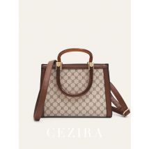 Elegante Allover Print Pu vegane Leder Frauen Trage tasche Harz Griffe Top-Griff Geldbörse kleine tragbare Handtasche Mode Klassiker täglich