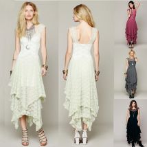 Vintage Floral Maxi Kleid Spitze Hippie Boho Menschen Lange Kleider Stickerei Häkeln Party Backless Sleeveless Dropshipping