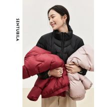 SENTUBILA Kurze Daunen-Pufferjacken für Damen, 2025, leicht, Stehkragen, Reißverschluss, Winter-Entendaunenmantel, Damenbekleidung W44Y56637