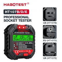Tester gniazdek HABOTEST HT107 Pro, cyfrowy tester napięcia, detektor gniazdek, wtyczka EU, kontrola uziemienia, zerówki, polaryzacji i faz.
