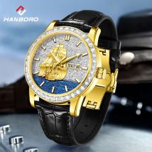 Moderne automatische mechanische Herrenuhr im Modetrend mit Diamanteinlage und Stundenzähler mit Leuchtfunktion