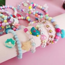 5 teile/satz Kinder niedlichen Einhorn Cartoon Herz Stern Armband für Kinder Mädchen elastische Süßigkeiten Perlen Armbänder schönen Schmuck