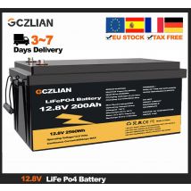 GCZLIAN LiFePO4 Batteria 12.8V 200Ah 2560Wh BMS Batteria al litio ricaricabile per auto da campeggio Solare Nessuna tassa