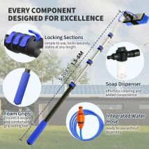 Pulizia delle finestre in carbonio, pali telescopici alimentati ad acqua in fibra di carbonio OEM 6m 4.8m 3.6m con spazzola, asta di pulizia