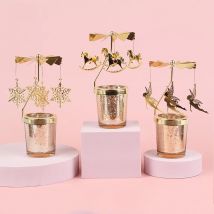 Rotierender Kerzenständer, goldener Kerzenständer, Heimdekoration, romantisches Valentinstagsgeschenk, Party-Raumdekoration, Karussell-Kerzenständer