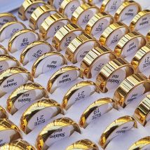 30/50 teile/los Großhandel Männer und Frauen Edelstahl Goldene Ring Breite 4/6/8 MM Hochzeit Schmuck