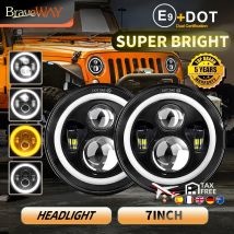 Braveway 7 pollici moto LED faro alto/basso E9 DRL segnale di svolta 7 "faro rotondo per Harley Jeep Wrangler JK LJ CJ Hummer