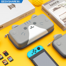 GeekShare Nette Katzen Ohren Tragbare Fall Für Nintendo Schalter Und Lite Grau 3D Ohren Reise Durchführung Fall Für Nintendo Schalter OLED