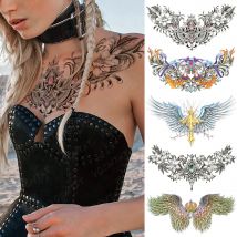 Große Brust Taille Schulter zurück wasserdicht temporäre Tattoo Aufkleber Spitze Edelstein Blume gefälschte Tattoo Underboob Körperkunst für Frauen