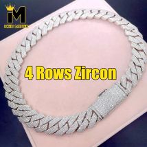 Große 20mm 4 Reihen vereiste Halsketten kubanische Glieder kette Halsketten für Männer Frauen Zirkon Hip Hop Goth Choker versand kostenfrei