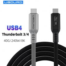 UGOURD Thunderbolt 4 Cavo USB4 da 2 m 40 Gbps Thunderbolt3 Tipo C Cavo di ricarica rapido Trasferimento dati da 240 W USB C per disco mobile portatile