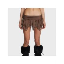 CPSYMYM  Women Mini Skirts Gothic Punk Irregular Skirts Low Waist Skirt Lace Pleated Solid Summer Slim Skirts for Clubwear