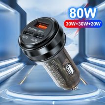 Caricabatterie rapido da 80 W 3 porte PD USB Ricarica per auto Adattatore di tipo C per telefono cellulare Caricatore rapido in auto per iPhone 14 15 Pro/Max Samsung