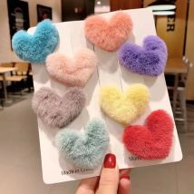 10 fermagli per capelli a forma di cuore in peluche per donna, colorati, a forma di cuore d'amore, soffici mollette, forcine per capelli, accessori per capelli per ragazze