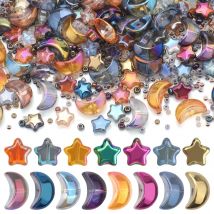 Gemischte Stern-Mond-Glaskristall-lose Anhänger für die Schmuckherstellung, Glas-Rocailles für Heimwerkerbedarf, Armbänder, Halsketten, Ohrringe