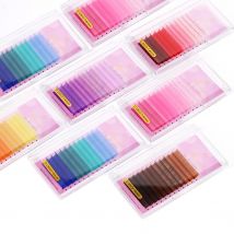 AGUUD Red Purple Blue Pink Green Yellow Brown Series False Individual Lashes Rainbow Series Russian Volume Eyelash Extensions