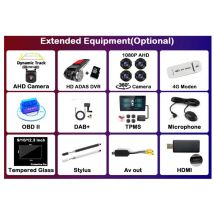 Accessori per Lettore Multimediale Auto con Navigazione per Schermo Android, DVR Opzionale, OBD, HDMI, AV OUT, DAB, TPMS, Stilo, Modem 4G, Telecamera 360°