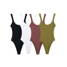 Body skinny a costine da donna Cinghie con scollo a O Bottone a pressione Tute corte femminili alla moda sexy Abbigliamento comodo ed elastico