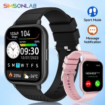 SIMSONLAB 1,83 Zoll HD-Smartwatch mit großem Bildschirm, Bluetooth-Anruf, Schlafüberwachung, Übung, Musikwiedergabe für Männer und Frauen