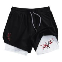 2-in-1-Performance-Shorts mit Blütenmuster für Herren, sportliche, schnell trocknende Shorts mit Handytasche, Sommer-Fitness-Workout-Laufshorts