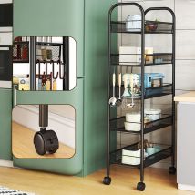 Carrelli portaoggetti da cucina a 5 livelli Carrello portaoggetti in acciaio al carbonio con 4 ganci Carrello portaoggetti con ruote Scaffali per ufficio domestico