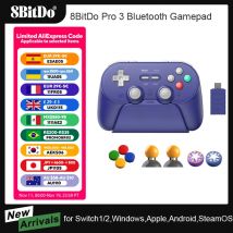 8BitDo Pro 3 Bluetooth Gamepad Wireless Gaming Controller for Switch 1/2, Windows, Apple, with TMR Joysticks Swappable Button