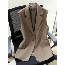 Women Suit Vest With Lined NEW Spring Summer Black Split Casual Sleeveless Waistcoat Female Blazer Jacket Slim Vest Coat