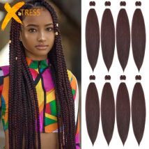 X-TRESS sintetico Pre allungato intrecciare i capelli facile da fare Senegalese scatola treccia più scuro vino naturale morbido EZ trecce fasci di capelli