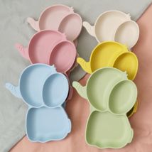 1PCS Baby Silikon Esszimmer Gerichte Platte Kinder Fütterung Platte Sucker Cartoon Elefanten Kinder Gerichte Kleinkind Training Geschirr
