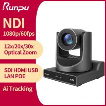 Cámara PTZ NDI Runpu con Seguimiento por IA, Cámara de Conferencia PTZ con Video SDI, HDMI, USB, POE, Cámara de Transmisión en Vivo para Videoconferencias e Iglesias