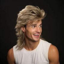 HAIRJOY Parrucche sintetiche per mulet per uomo Parrucche sintetiche per feste in costume anni '70 e '80