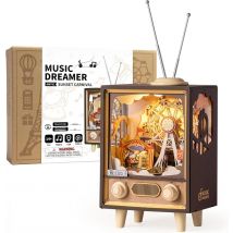 Robotime Spieluhr aus Holz, 3D-Puzzles, DIY-Modellbausätze, Buchecke, DIY-Nachtlicht für Männer und Frauen, Hobby, Sonnenuntergang, Vergnügungspark