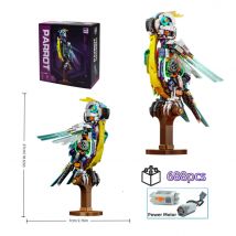 Mechanical Parrot Bird Animal Assembling Model Building Blocks Kit Power Motor Toys Creative Gifts Child Kids and Adults
