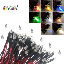 100 stücke 3mm Flackern 9V 12V DC Pre-Wired Wasser Klar Kerze Leds Rot Gelb Blau grün Weiß Orange Lila Warm Weiß Flimmern