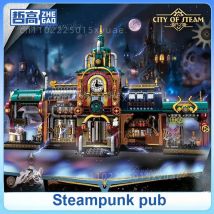 ZHE GAO Bausteine Steampunk Bar Kleine Partikel Street View Puzzle Set Spielzeugmodelle Dekoration für Kinder Halloween Geschenk