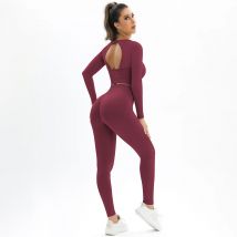 2PCS Nahtlose Frauen Yoga Set Workout Sportswear Gym Kleidung Fitness Langarm Crop Top Hohe Taille Leggings Sport Anzüge