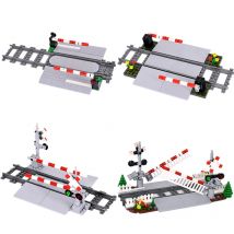 MOC Creative Expert Ideas City Train Railing Crossing Railway Express Mattoni Building Blocks Giocattoli fai da te per i regali dei bambini