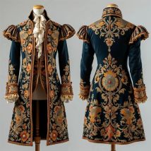 Historisches britisches viktorianisches mittelalterliches Vintage-Rokoko-Barockkostüm für Herren, aristokratischer Smoking, aristokratischer Gentleman, Luxus, S