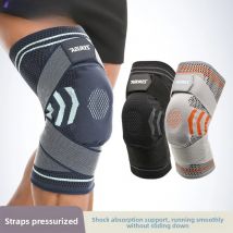 Basketball-Kniebandage mit Silikonriemen, Federunterstützung, Laufen, Radfahren, Outdoor-Sport, atmungsaktive Knieschutzhülsen