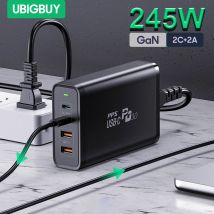 Adaptador de corriente USB C de 245W, estación de carga de escritorio GaN de 4 puertos PD100W PPS45W, cargador rápido para MacBook iPhone 15 Samsung S23 Ultra