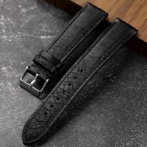 Cinturino nero in pelle di struzzo sudafricana fatto a mano 18 19 20 21 22MM Bracciale in pelle vintage da uomo Bracciale in pelle di altezza