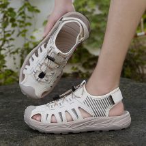 Sommer Männer Sandalen Outdoor Atmungsaktive Strand Tragen-beständig Nicht-slip Einfarbig Waten Schuhe Dicke Sohle Low-top Schuhe männer